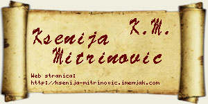 Ksenija Mitrinović vizit kartica